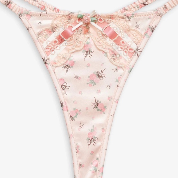 For Love & Lemons Peaches & Cream Thong Panty Peach XS NEW - Picture 5 of 6
